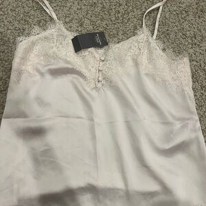 Abercrombie & Fitch light pink Lace Satin Top